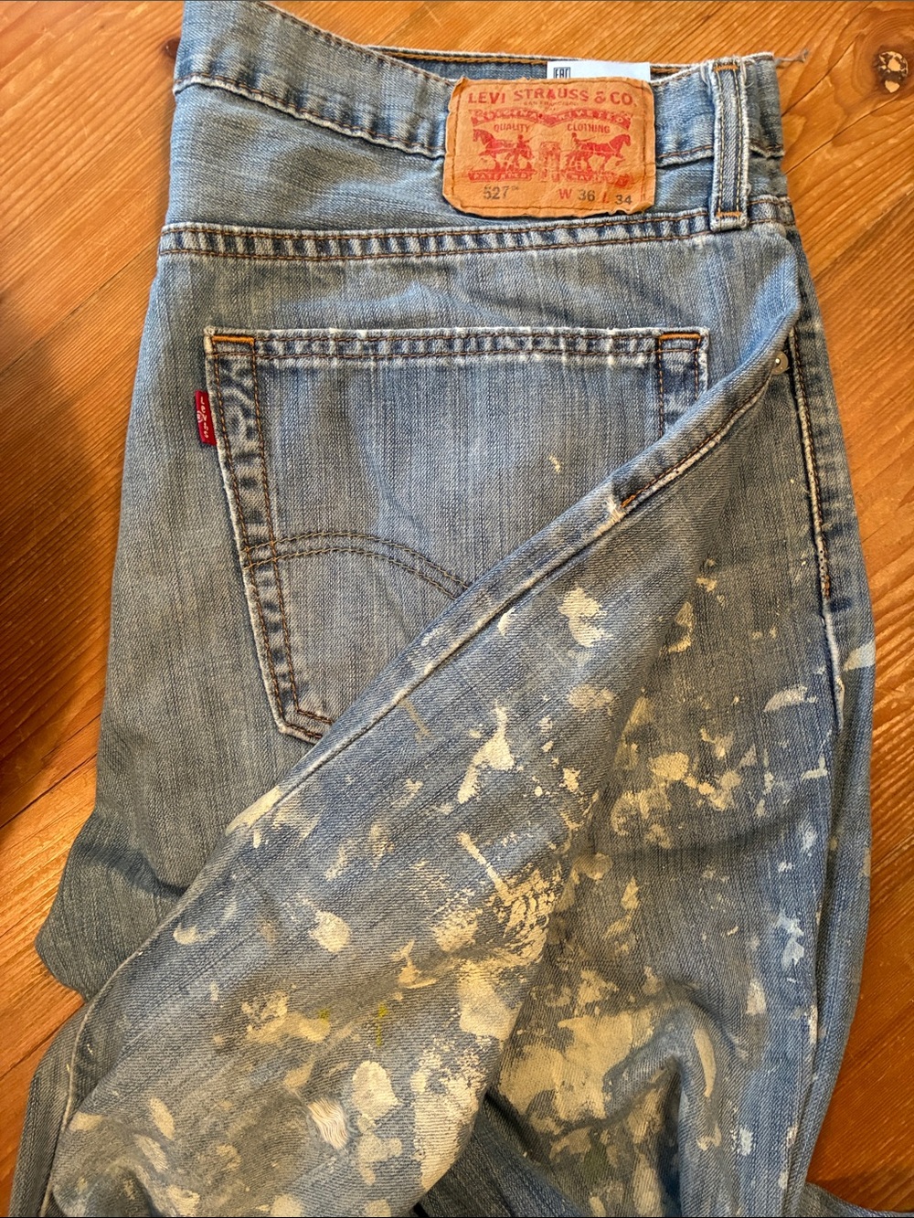Levi’s 567 Distressed, Painted & Patched Blue Jeans - Size 36 x 34
